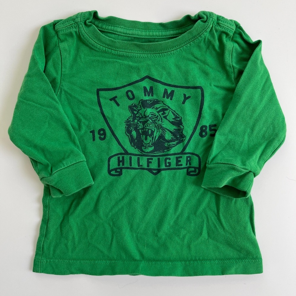 Tommy Hilfiger Green Long Sleeve Tee with Graphic Design